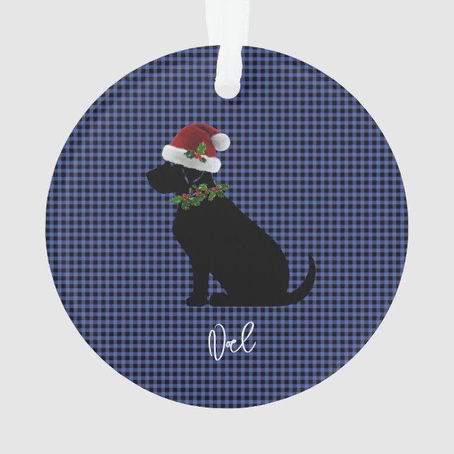 Christmas Check Blue Black Lab Nom du Motif Fun (dos)