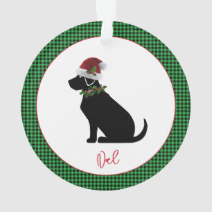 Christmas Check Green Black Lab Silhouette Nom