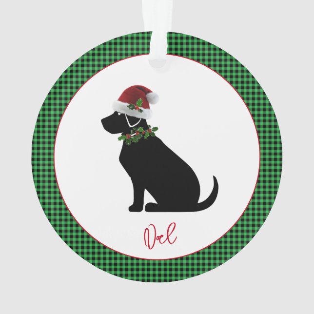 Christmas Check Green Black Lab Silhouette Nom (dos)
