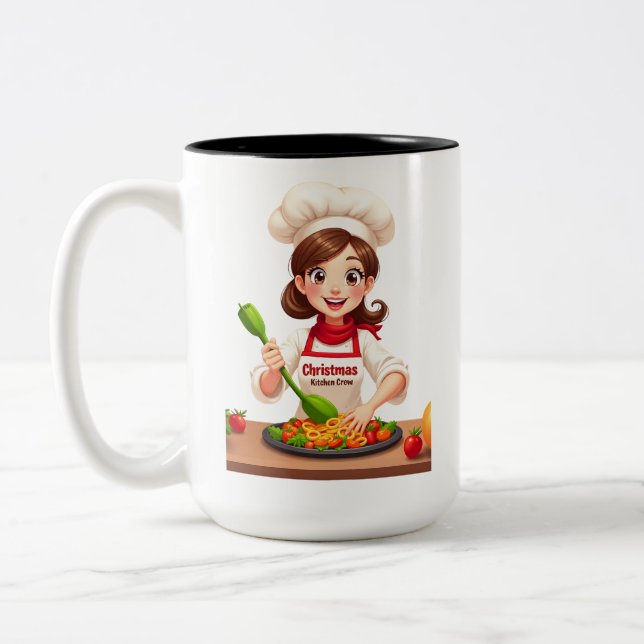 Christmas Chef Girl Mug for Holiday Cooking Fun (Gauche)