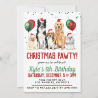 Christmas Chien Paw-ty Invitation d'anniversaire