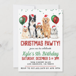 Christmas Chien Paw-ty Invitation d'anniversaire