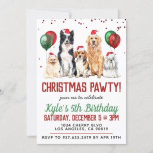 Christmas Chien Paw-ty Invitation d'anniversaire