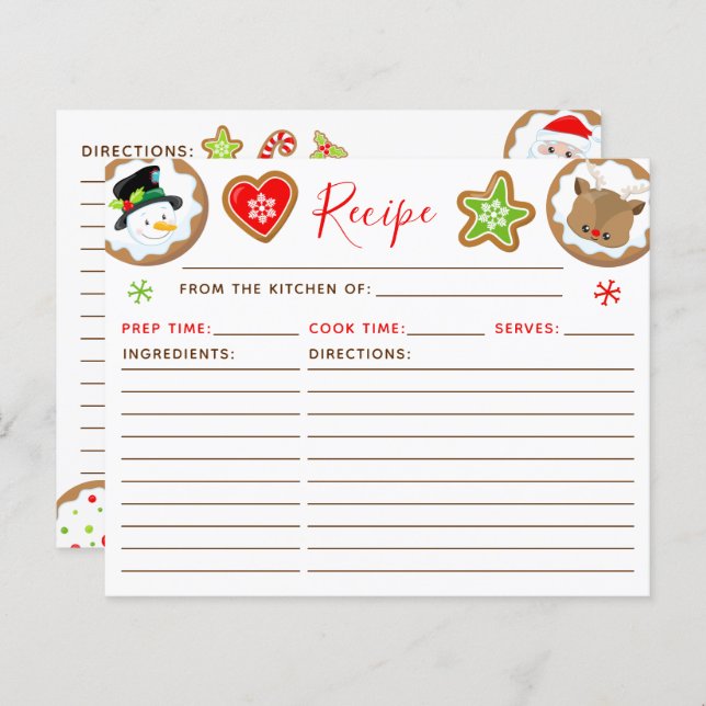 Christmas Cookie Exchange Red and Green Recipe  (Devant / Derrière)