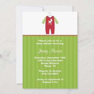 Christmas Deer Baby Shower Invitations