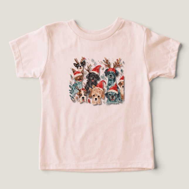 Christmas Dog Line Art T-Shirt | Minimalist Holida (Design Recto)