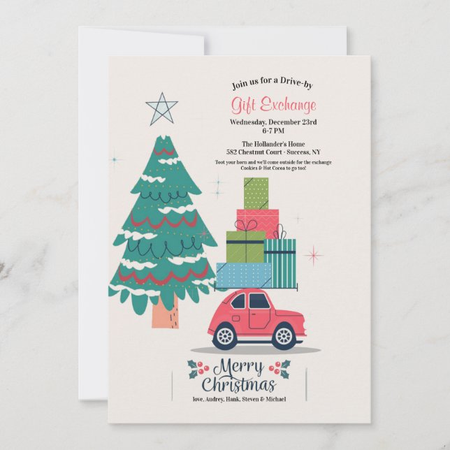 Christmas Drive By Gift Exchange Invitation (Devant)