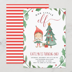 Christmas Elf Anniversaire Fête Invitation Fille