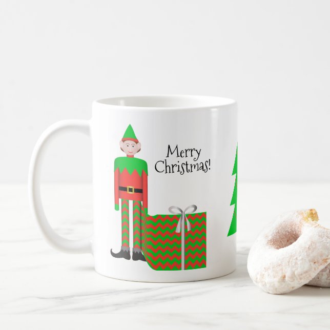 Christmas Elf Mug - Forfait cadeau Chevron (Avec donut)