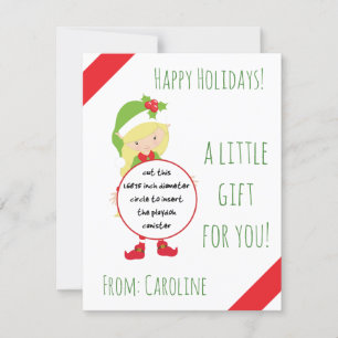 Christmas Elf Play Doh Card, carte de faveur, vaca