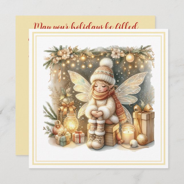 Christmas Fairy – Whimsical Winter Holiday Card (Devant / Derrière)