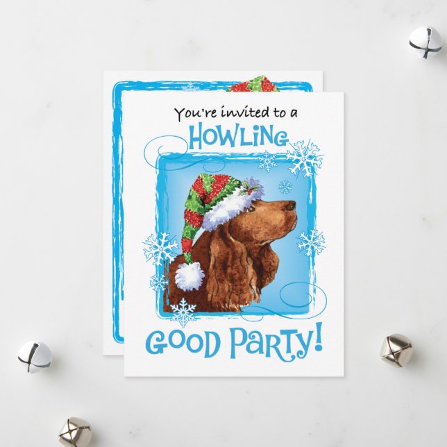 Christmas Field Spaniel Holiday Invitation (Devant/Arrière en situation)
