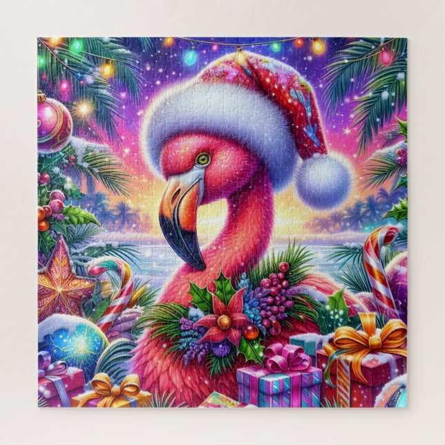 Christmas Flamingo Puzzle (Vertical)