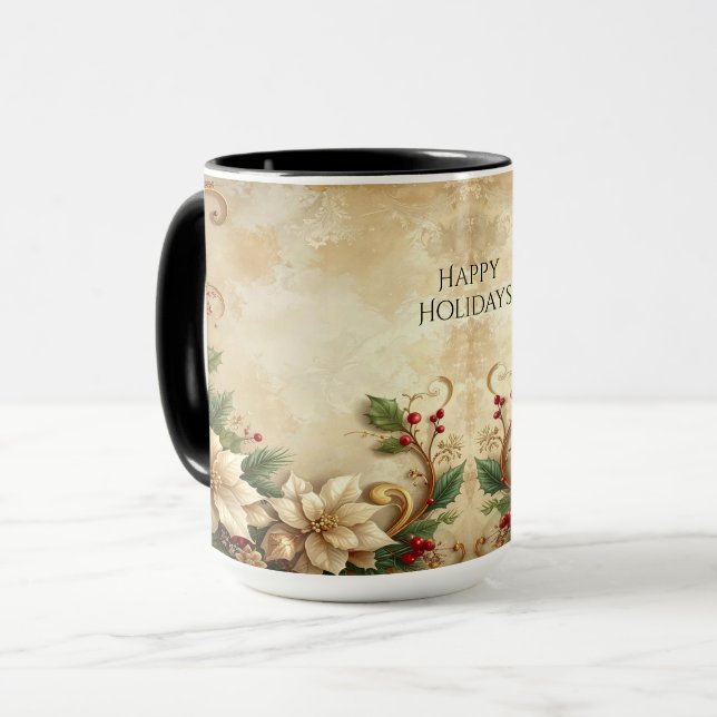 Christmas Floral Holiday Mug (Devant gauche)
