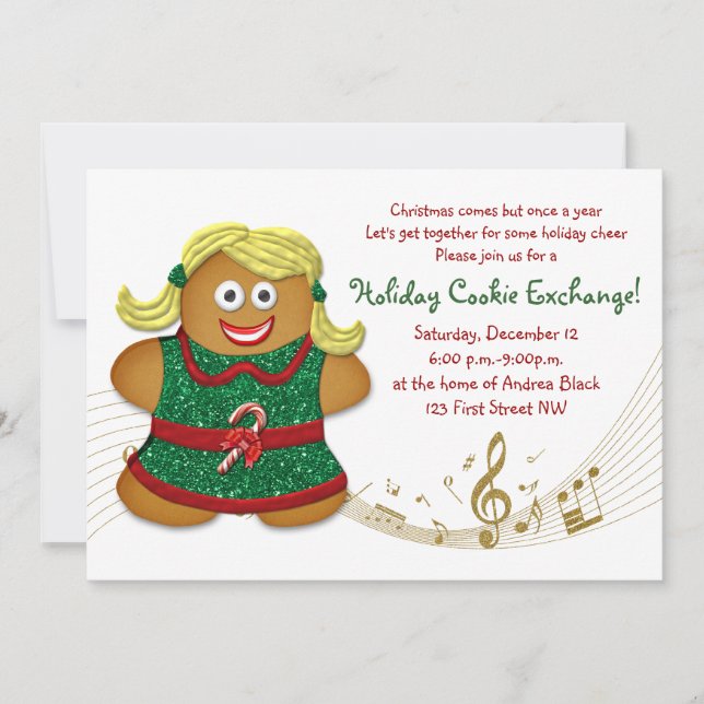 Christmas Gingerbread Cookie Exchange Invitation (Devant)