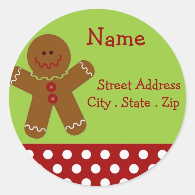 Christmas Gingerbread Homme Étiquettes de adresse (Devant)