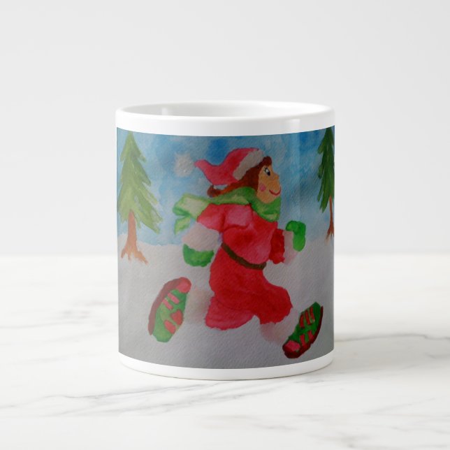 CHRISTMAS GIRL RUNNER JUMBO CAFÉ MUG (Devant)