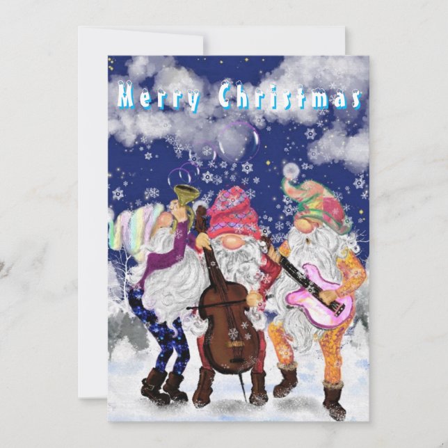 Christmas Gnomes Music Band Card - Fun (Devant)