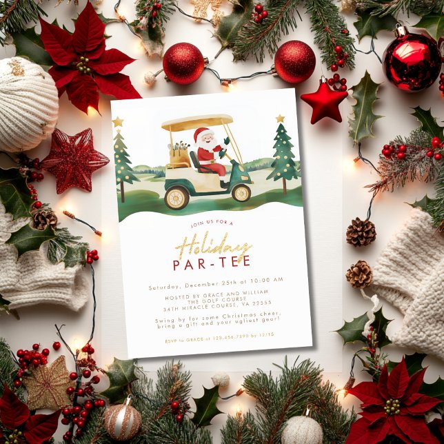 Christmas Golf Invitation Holiday Golf Par tee (Créateur téléchargé)