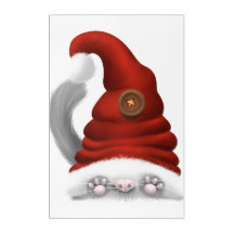 Christmas Grey Cat Gnome Acrylic Wall Art Set
