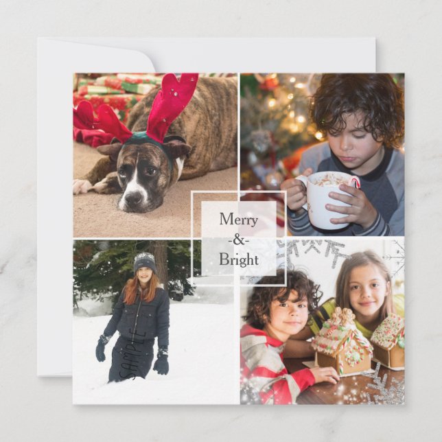 Christmas Holiday 4 Photo Grey Carte personnalisée (Devant)