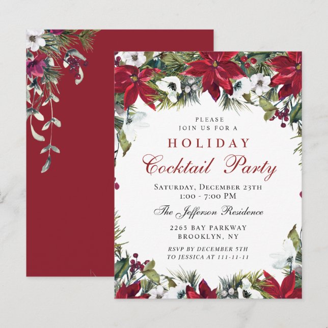 Christmas Holiday Cocktail Party Invitation Card (Devant / Derrière)