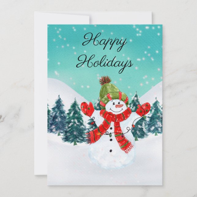Christmas Holiday Snowman Happy Holidays Card (Devant)
