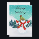 Christmas Holiday Snowman Happy Holidays Card<br><div class="desc">Envoyez vos souhaits de Noël et de Vacances à vos amis et à votre famille avec cette jolie carte de bonhomme de neige. La section sur le devant est modifiable et la section sur le dos est modifiable. Faites la carte vous-même.</div>