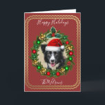 Christmas Holidays Border Collie chien carte de vo<br><div class="desc">Bordure de Noël Collie carte de voeux,  carte est vide à l'intérieur pour vous d'ajouter votre propre message</div>
