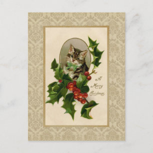 Christmas Holly Chat Vintage Reproduction Carte po