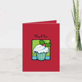 Christmas Holly Cupcake rouge Merci Carte de note