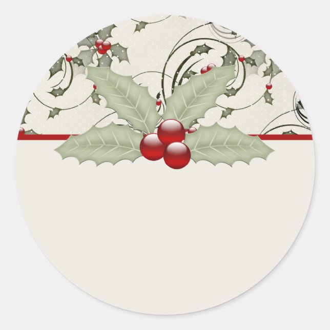 Christmas Holly Design 1 - Stickers Noël (Devant)