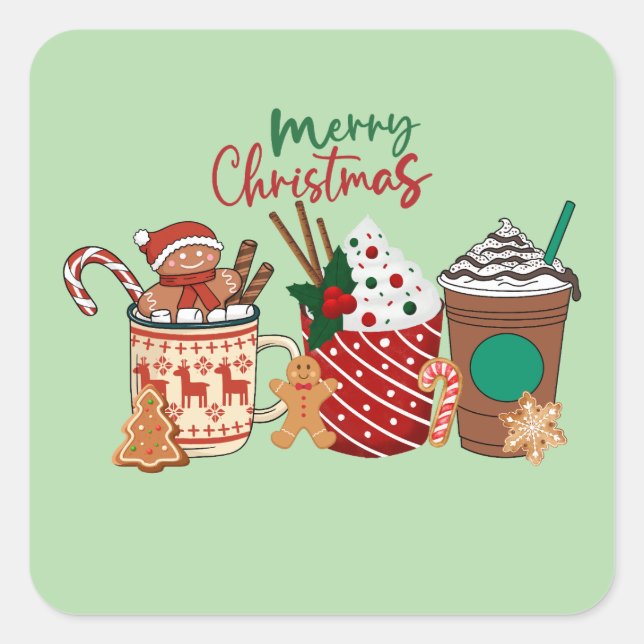 Christmas Hot Cocoa & Coffee Sticker  (Devant)