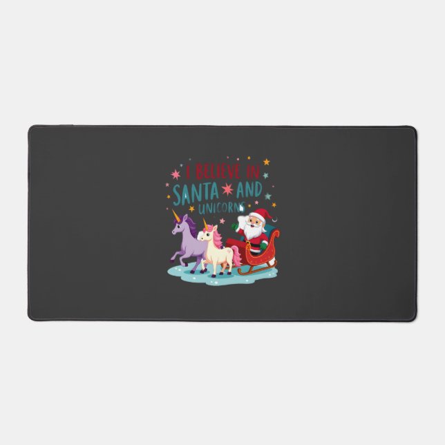 Christmas I Believe In Santa And Unicorns Funny Xm (Recto)