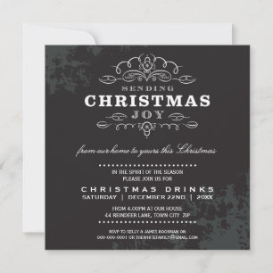 CHRISTMAS INVITATION vintage look noir blanc