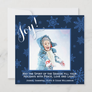 Christmas Joy Blue Snowflakes Festive Carte de vac
