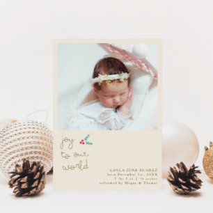 Christmas Joy Cream Photo Faire-part de naissance