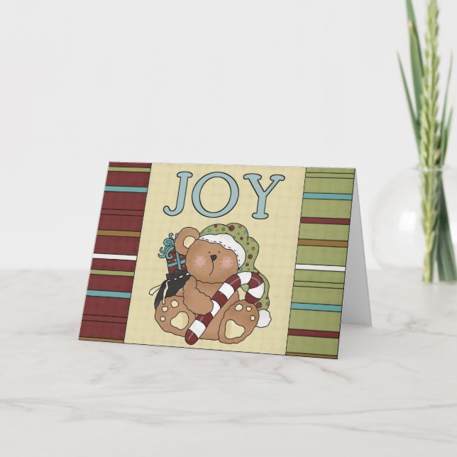 Christmas Joy Teddy Bear Carte de voeux (Devant)
