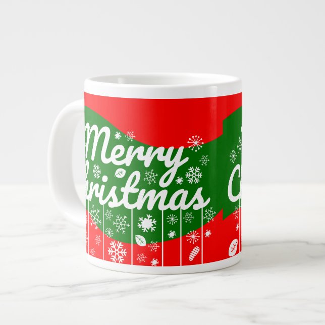 Christmas Jumbo Mug – White Ornaments  (Devant gauche)