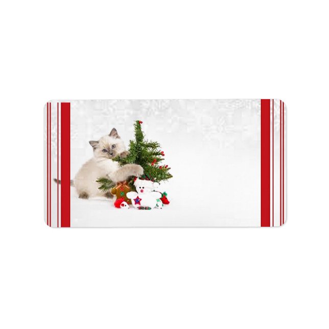 Christmas Kitty Étiquettes de adresse (Devant)