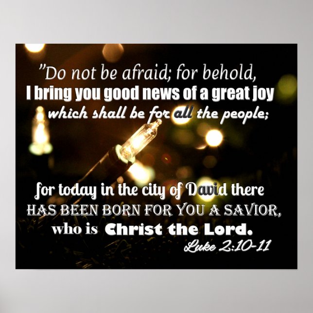 Christmas Lights Poster w/ Scripture Luke 2:10-11 (Devant)