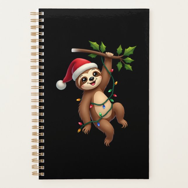 Christmas Lights Sloth Wearing Xmas Hat - Sloth Lo (Devant)