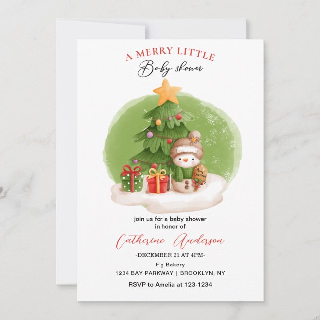 Christmas Little Snowman Baby shower Invitation (Devant)