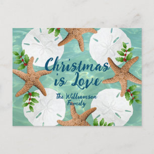 Christmas Love Beach Wreath Sea Green Carte postal