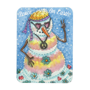 CHRISTMAS MAGNET super SNOWMAN "PAIX SUR TERRE"