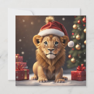 Christmas mignon lion Carte de vacances