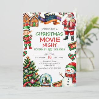Christmas Movie Night Holiday Party Invitation