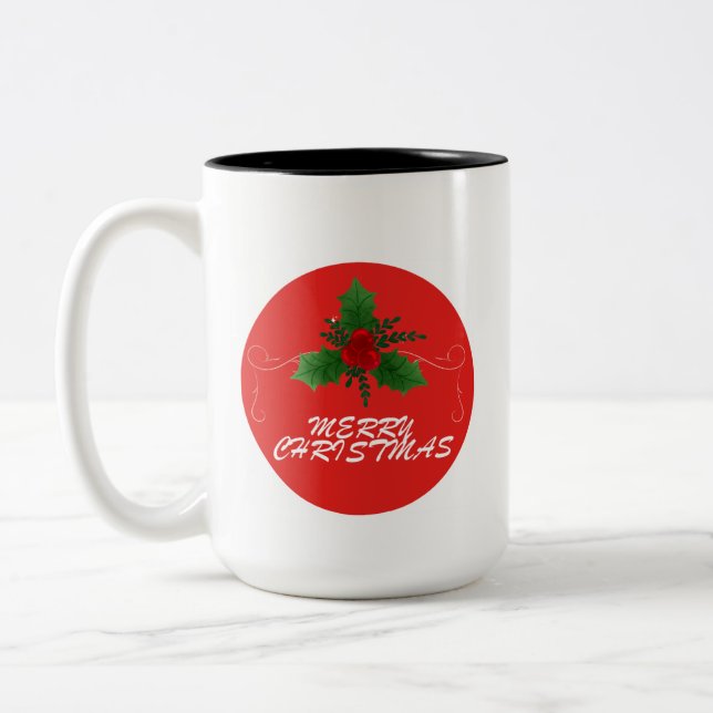 Christmas Mug – Merry Christmas Holly Design | Fes (Gauche)