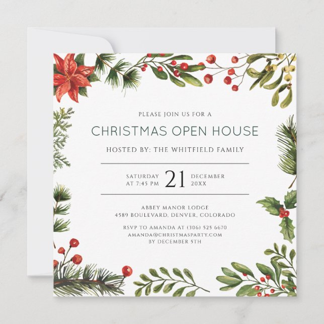 Christmas Open House Party Invitation (Devant)