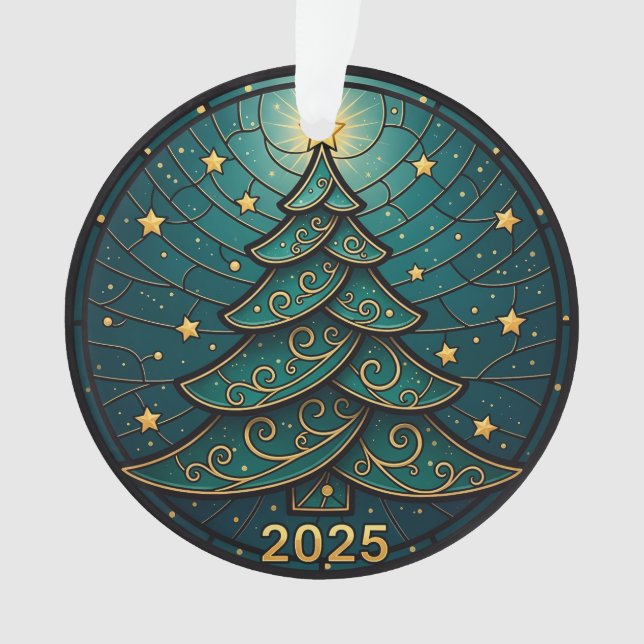 Christmas Ornament 2025 Faux Stained Glass Eff. 2 (devant)